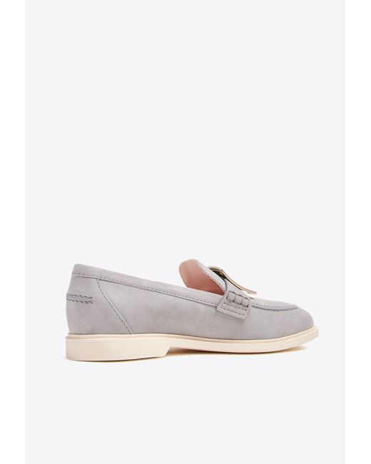 Roger Vivier White Buckle Summer Loafers