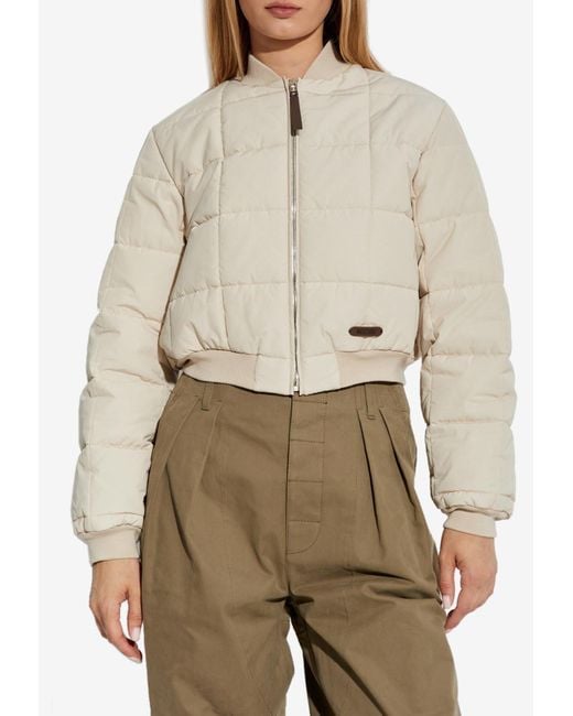 Moschino Natural Cropped Padded Bomber Jacket