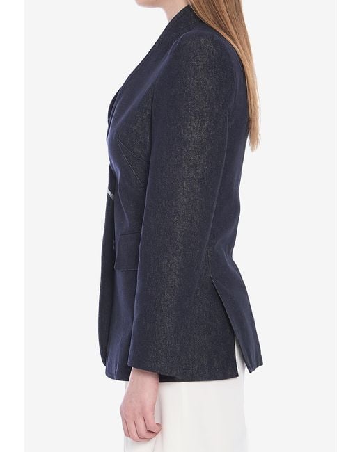 Max Mara Blue Single-Breasted Slim Blazer