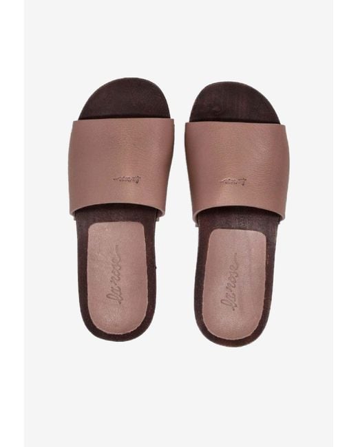 LA ROSE White Studded Leather Clogs