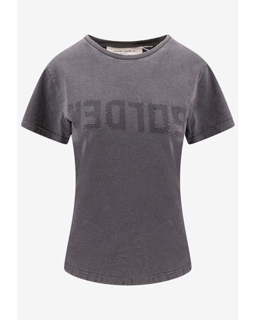 Golden Goose Deluxe Brand Gray Perforated Logo Distressed T-Shirt