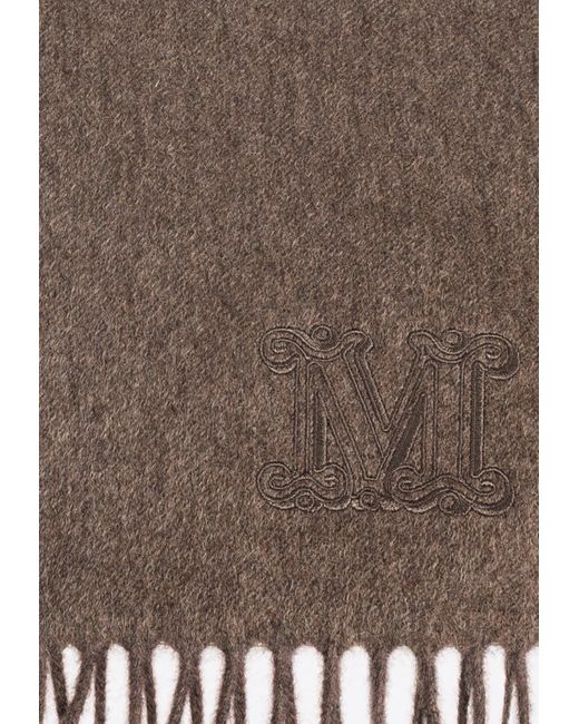Max Mara Brown Wsdalia Monogram Embroidered Cashmere Scarf
