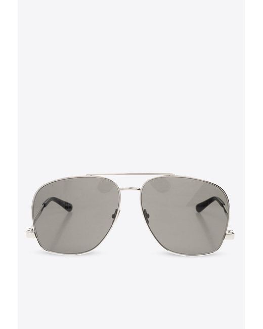 Saint Laurent Leon Aviator Sunglasses in Gray | Lyst