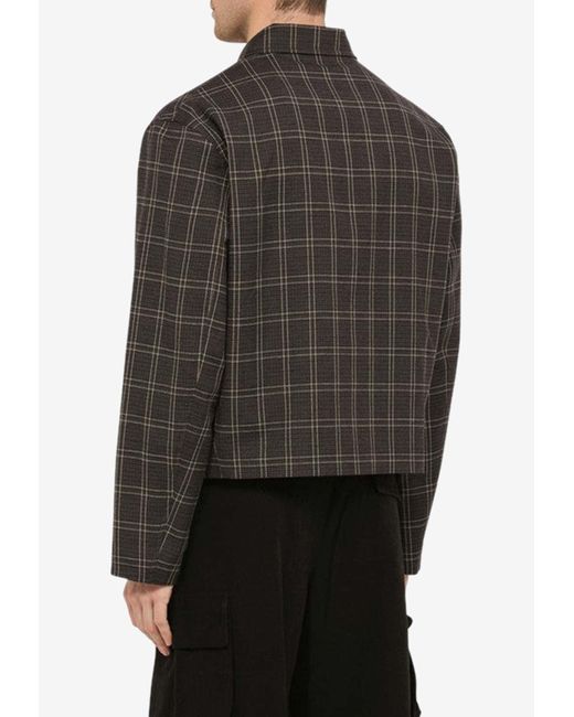 Our Legacy Gray Checkered Zip-Up Jacket for men
