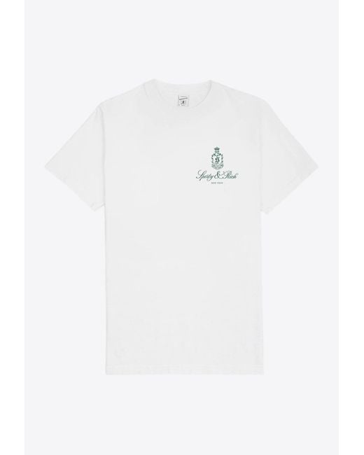 Sporty & Rich White Vendome Logo Print T-Shirt