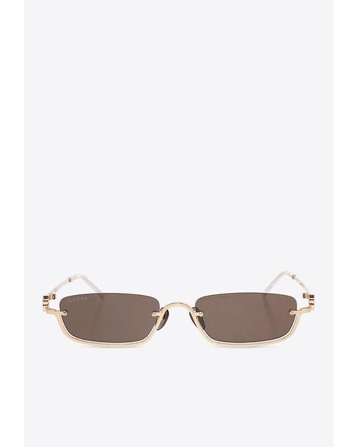 Gucci White Rectangular-frame Sunglasses
