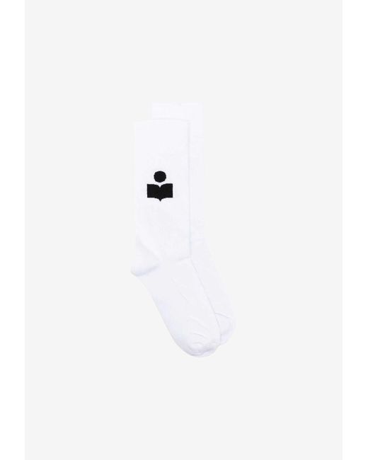 Isabel Marant White Logo Knit Socks