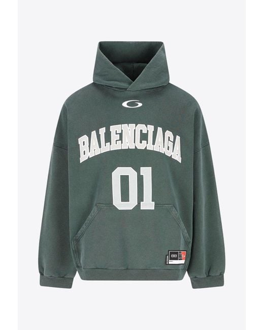 Balenciaga Green Oversized Basketball Hooded Sweatshirt for men
