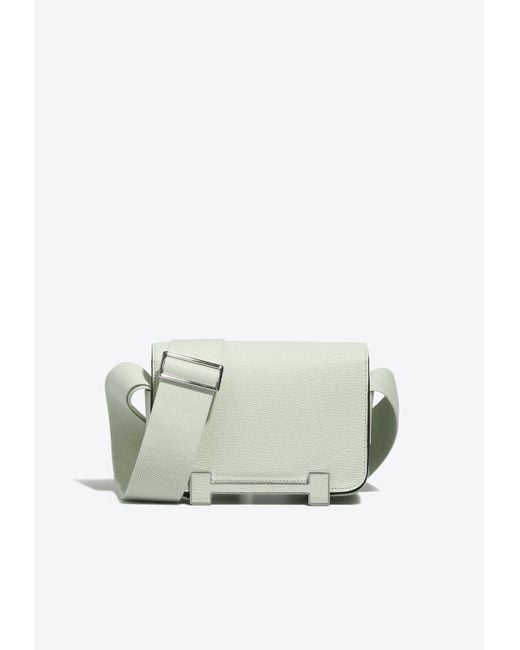 Hermès White Geta Shoulder Bag In Vert Fizz Chèvre Mysore With Palladium Hardware