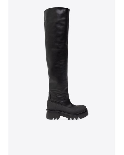 Chloé Black Raina 60 Over-The-Knee Leather Boots