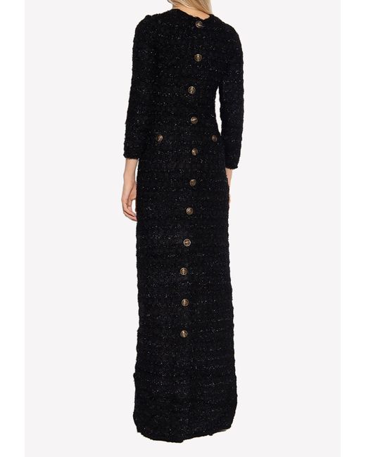 Balenciaga Black Back-To-Front Tweed Maxi Dress