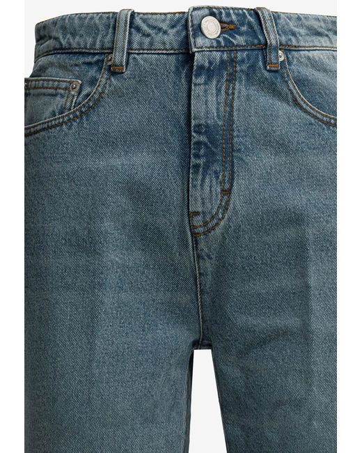 AMI Blue Flared Washed Jeans