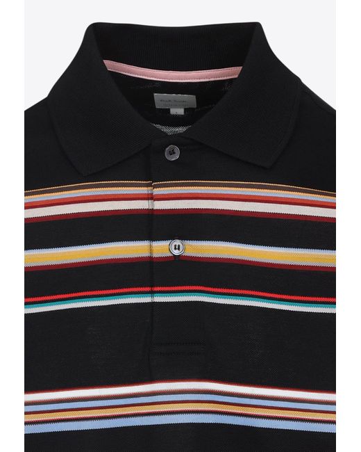 Paul Smith Black Signature Stripe Polo T-Shirt for men