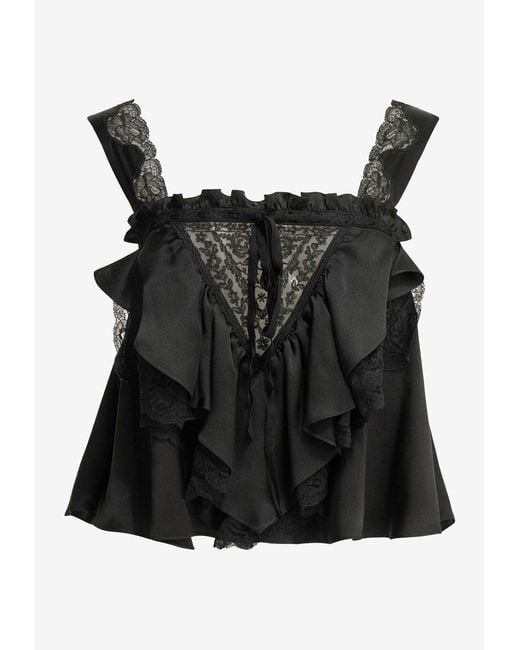 Chloé Black Ruffled Silk Top