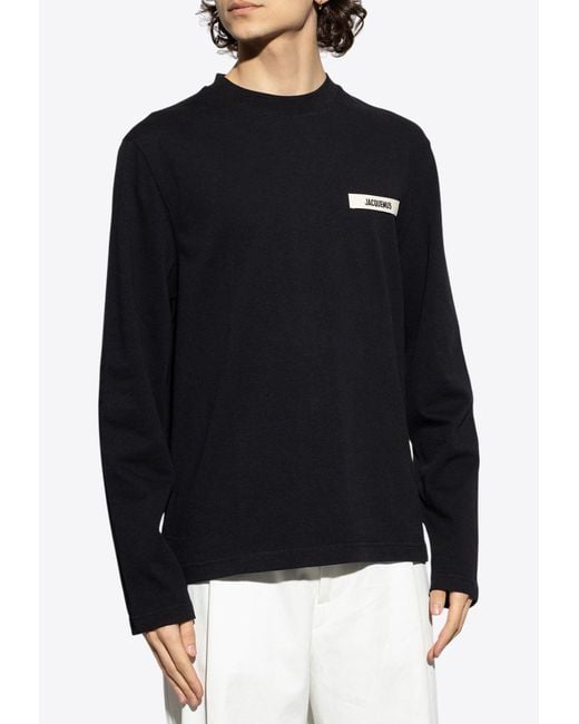 Jacquemus Blue Gros Grain Long-Sleeved T-Shirt for men