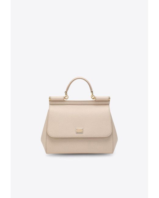 Dolce & Gabbana Natural Large Sicily Top Handle Bag