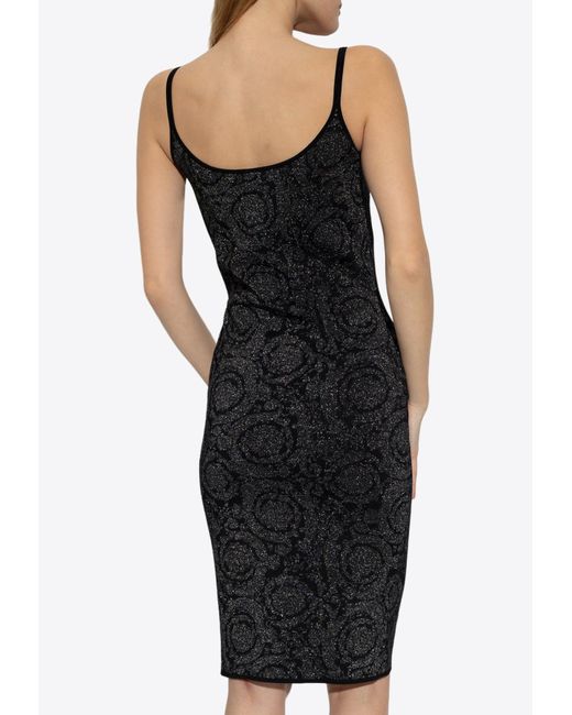 Versace Black Barocco Lurex Knit Dress