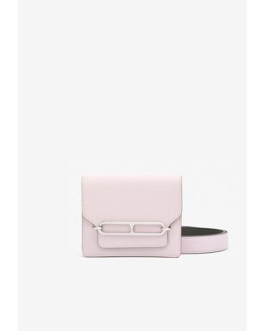 Hermès Pink Roulis Slim Wallet In Mauve Pale Chevre Mysore With Reversible Belt