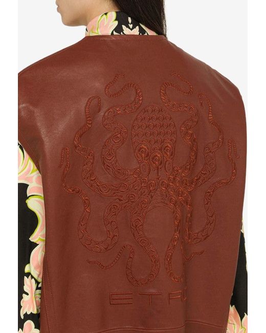 Etro Brown Oversized Leather Waistcoat