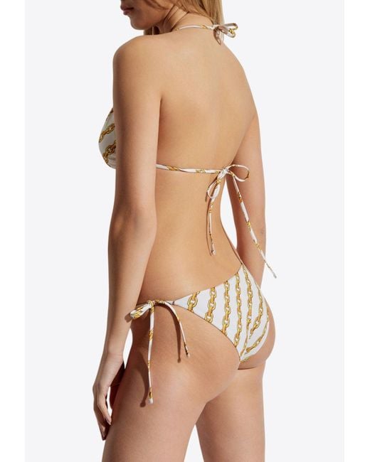 Versace Brown Treasure Print Bikini Top