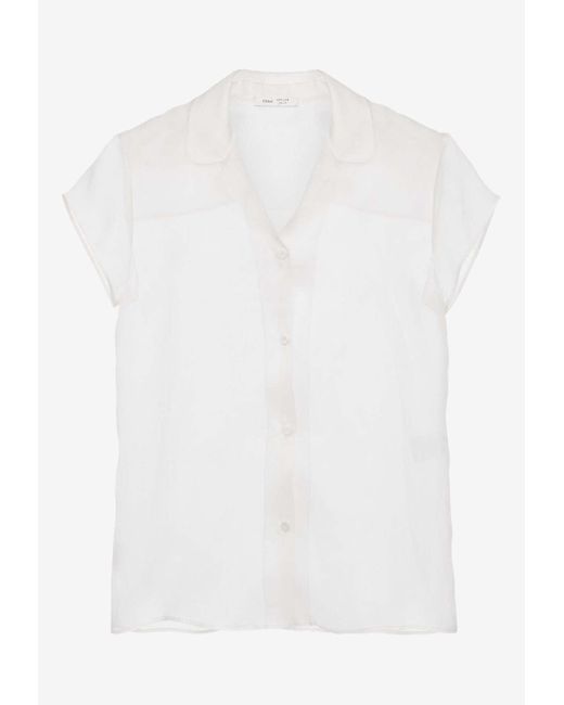 Chloé White X Atelier Jolie Short-Sleeved Silk Shirt