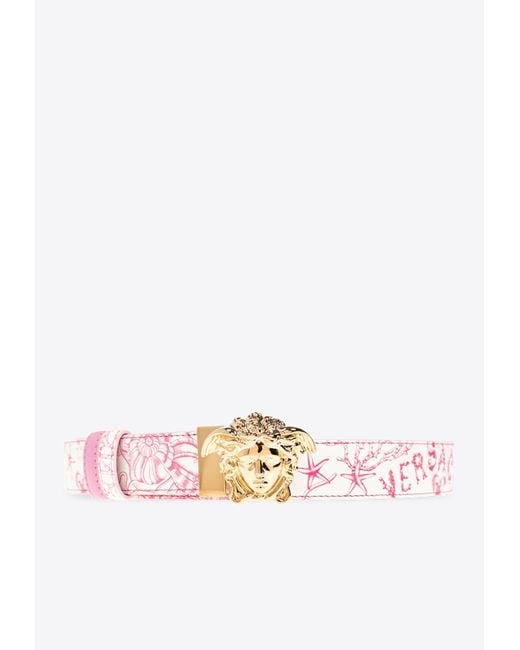 Versace White Underwater Barocco Reversible Belt