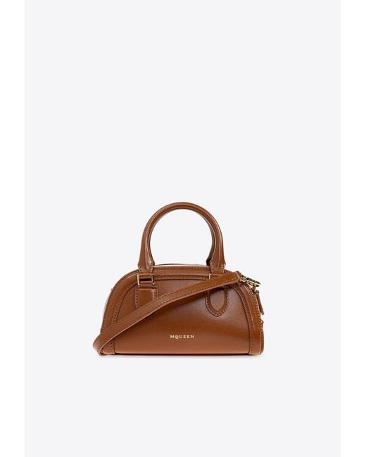 Alexander McQueen Brown Mini Birdee Boston Top Handle Bag