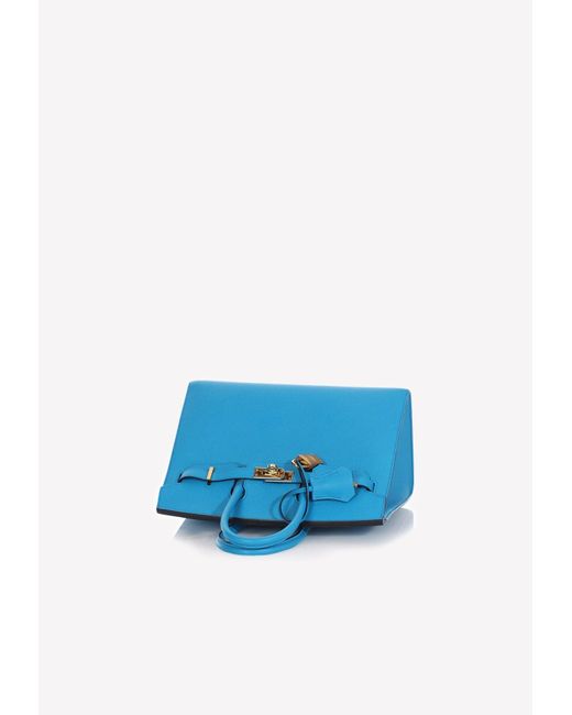 Hermes Kelly 25 Sellier Bleu Frida Epsom Gold Hardware