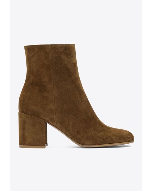 Gianvito Rossi Brown Joelle 70 Suede Ankle Boots
