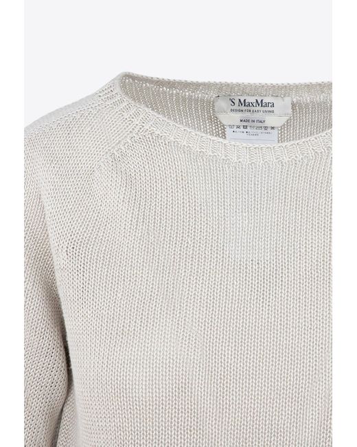 Max Mara White Linen-Knit Sweater
