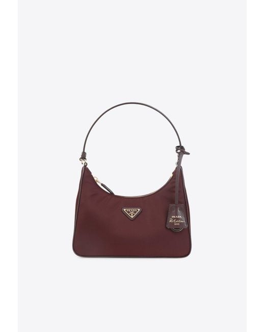Prada Red Mini Re-Edition 2005 Re-Nylon And Saffiano Shoulder Bag