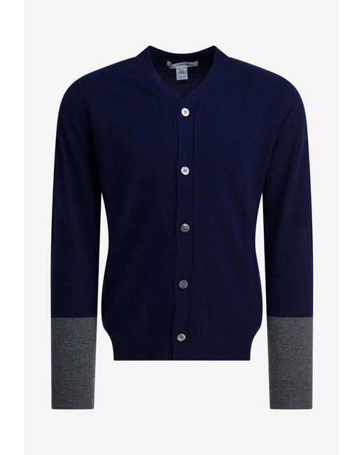 Comme des Garçons Blue Wool Buttoned Cardigan for men