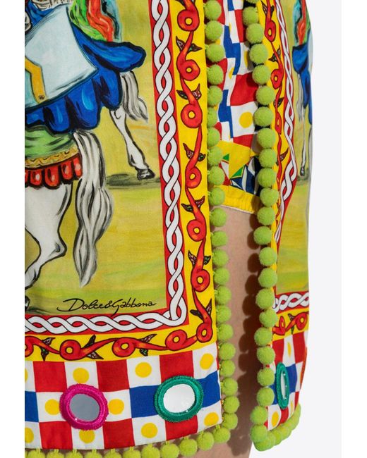 Dolce & Gabbana Green Carretto Print Mini Skirt