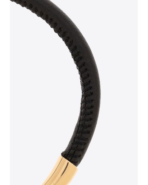 Bottega Veneta Black Loop Leather Bracelet