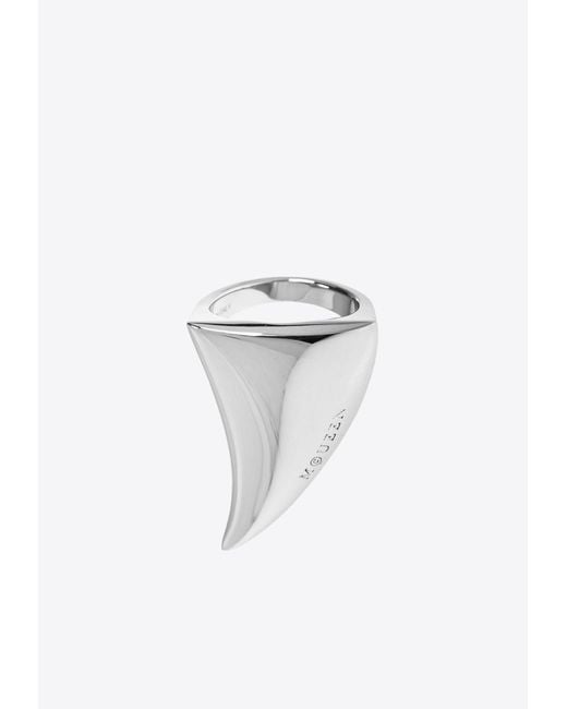 Alexander McQueen White Tiger Claw Ring for men