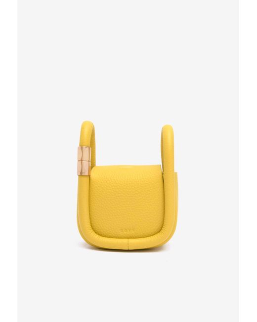 Boyy Yellow Wonton Charm Pebbled Leather Top Handle Bag