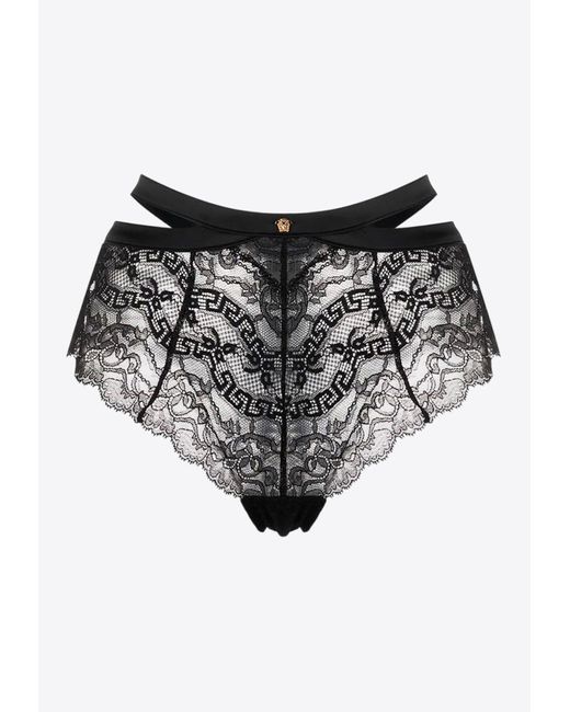 Versace Black Barocco Lace Briefs