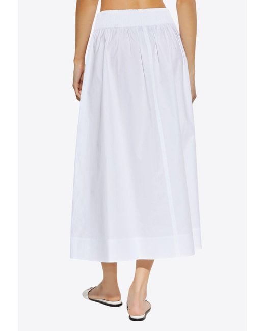 Tory Burch White Flowy Midi Skirt