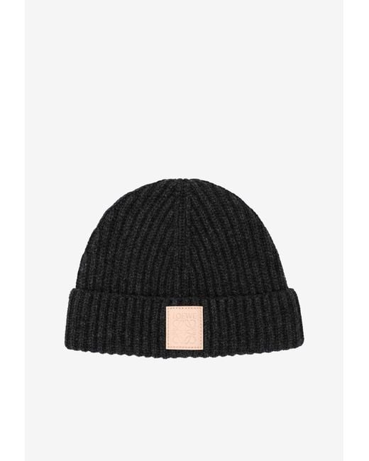 Loewe Black Anagram Patch Cashmere Beanie