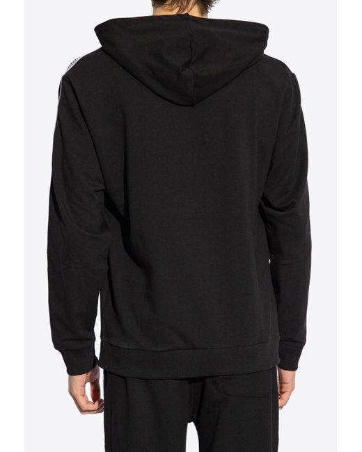 Moschino Black Logo Tape Hooded Sweatshirt for men