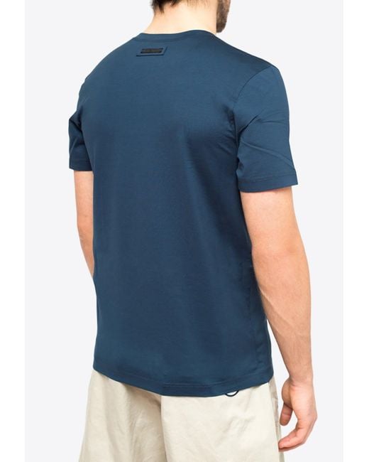 Prada Blue Basic Crewneck T-Shirt for men