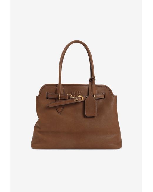Miu Miu Brown Aventure Rovere Tote Bag