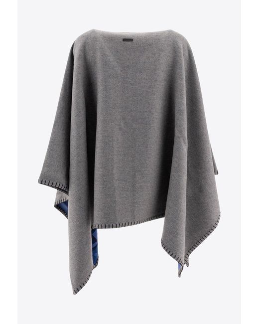 Ferragamo Gray Geometrical Renaissance-Print Reversible Cape