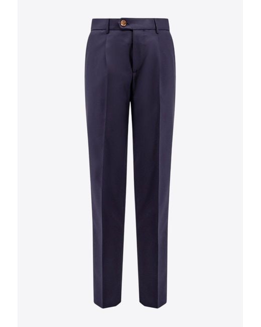Brunello Cucinelli Blue Straight-Leg Tailored Pants for men
