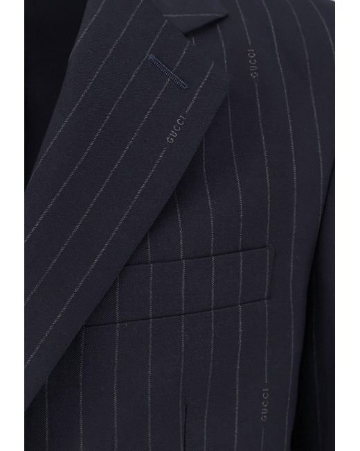 Gucci Blue Pinstripe Single-Breasted Blazer for men