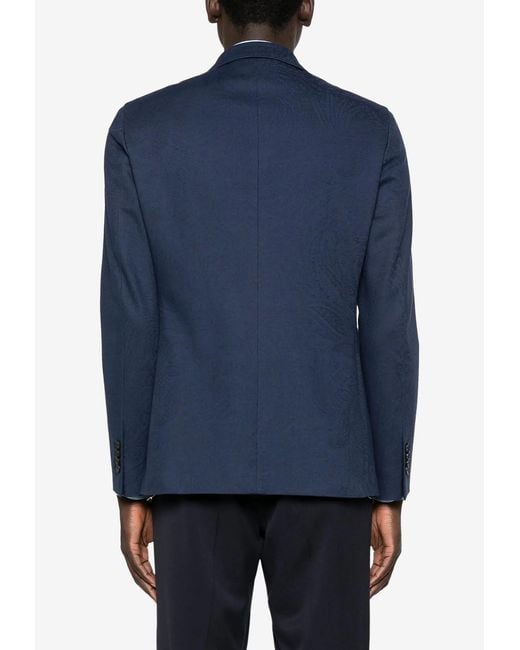 Etro Blue Single-Breasted Blazer for men