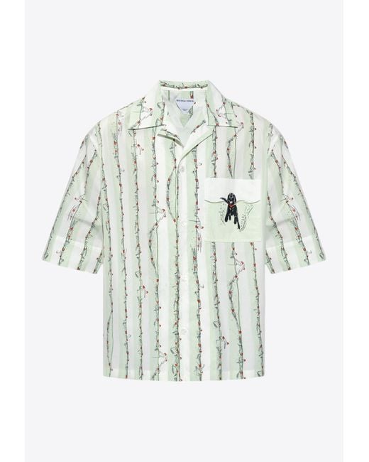 Bottega Veneta White Graphic-Print Striped Shirt for men