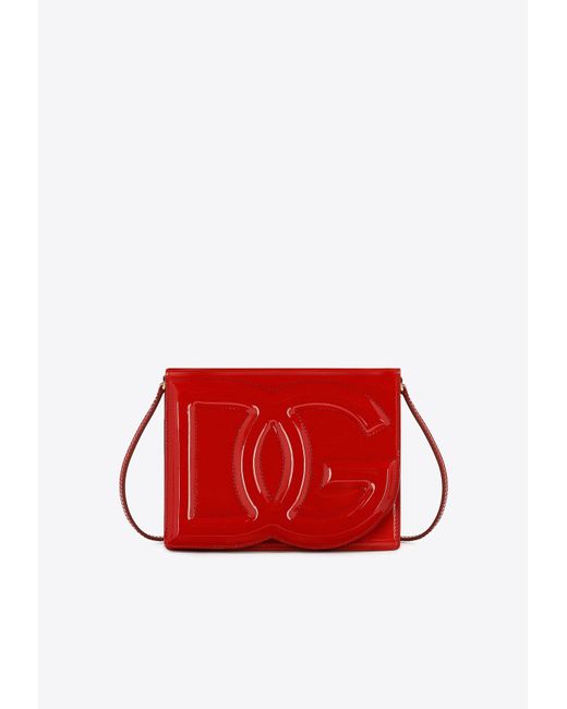 Dolce & Gabbana Red Dg Logo Patent Leather Crossbody Bag