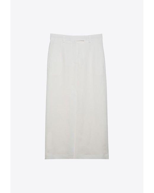 Brunello Cucinelli White Tailored Column Maxi Skirt