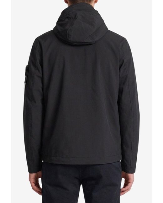 Stone Island Black Soft Shell-R_E.Dye Technology Jacket for men